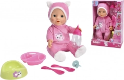 Panenka New Born Baby v kočičím pyžamku 30 cm