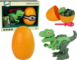 Sada dinosaurus T-REX s vajíčkem a šroubovákem – zelený DIY model