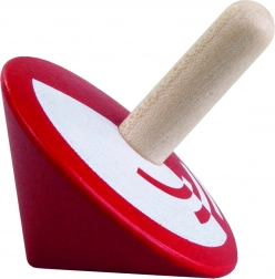 Dřevěná točící káča červená