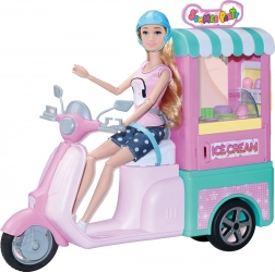 Panenka zmrzlinářka 30 cm se skútrem