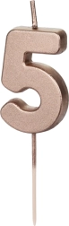 Dortová svíčka rose gold číslo 5