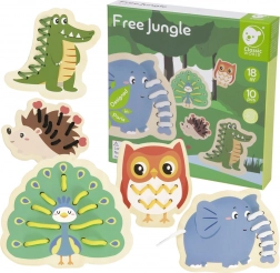 Classic World dřevěná provlékací zvířátka – sada 10 dílů