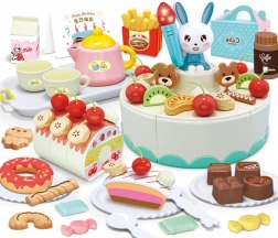 Woopie cukrárna – narozeninový dort na krájení a čajová sada, 85 dílů