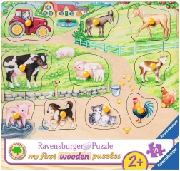 Ravensburger dřevěná vkládačka Ráno na farmě
