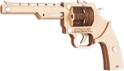 Dřevěné 3D puzzle revolver na gumičky