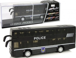 Dvoupatrový policejní autobus s frikčním pohonem a světlem a zvukem