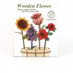 3D dřevěná květinová kytice