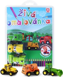 Živá omalovánka stavební auta – set 3 ks