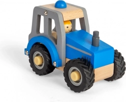 Modrý dřevěný traktor pro děti