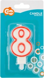 Svíčka číslice 8 s červeným konturem