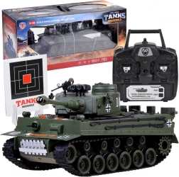 Velký RC tank GERMAN TIGER 1:18 se střelbou a LED