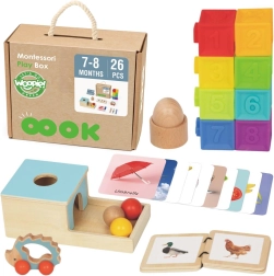 Montessori vzdělávací box 6v1 WOOPIE GREEN pro miminka 7–8 měsíců, 26 dílů, FSC