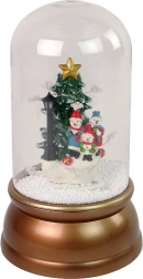 Skleněná vánoční dekorace se sněhem a bałwánky, zlatá