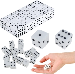 Sada klasických hracích kostek 1–6, bílé, 100 ks