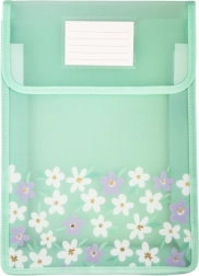 Pouzdro na dokumenty A4 zelené s kytičkami