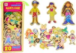 Dřevěné magnetické figurky v barevných kostýmech, 20 ks