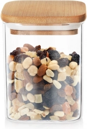 Skleněná dóza na sypké potraviny s bambusovým víčkem a těsněním 850 ml