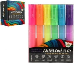 Akrylové fluorescentní fixy 6 ks pro papír, sklo, keramiku a kámen