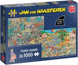 JUMBO Puzzle Jan van Haasteren Obchod s hudbou a Letní nálada 2x1000 dílků