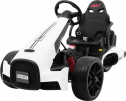 Elektrický dětský gokart Bolid XR-1 bílý s nastavitelným volantem a sportovní sedačkou