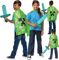 Minecraft kostým s diamantovým mečem a pláštěm creeper pro děti