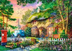 Puzzle TREFL Premium Plus: Čas Na Čaj - Sleepy Lane Cottage 1000 dílků