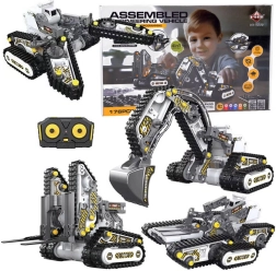 Stavebnice 4 v 1 – dálkově ovládané stavební stroje, 176 dílů