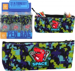 Příruční kosmetická taška s dinosaury a pixelovým vzorem, modrozelená 20x8cm