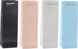 Papírová dárková taška na láhev se zlatými tečkami 35 x 12 x 9 cm