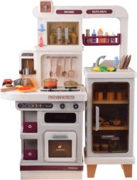 interaktivní béžová dětská kuchyňka s efekty světla, zvuku a páry