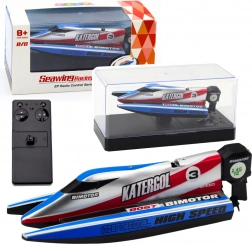 Zdalně řízený motorový člun modro-stříbrný 14 cm