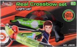 Svítící dětská kuše se šípy s přísavkou a terčem – střelecký set na baterie, 6+