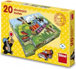 Dřevěné obrázkové kostky krtek a doprava 20 ks