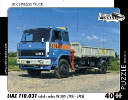 Puzzle Retro Auta – nákladní vůz LIAZ valník s hydraulickou rukou, 40 dílků