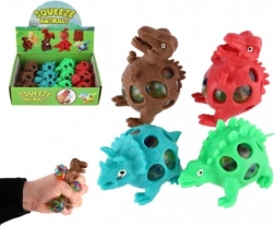 Antistresový mačkací dinosaurus s gelovými kuličkami 7 × 5 cm, 4 barvy