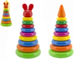 Skládací pyramida s kroužky pro děti, plast 28 cm