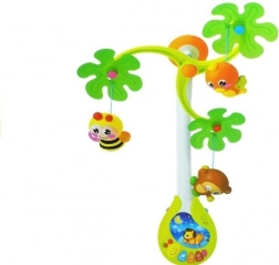 Hudební kolotoč nad postýlku HOLA s hrací skříňkou a chrastítky