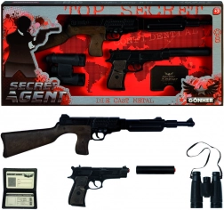 Policejní sada Top Secret – kovová kapslíková pistole s tlumičem a puškou