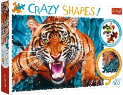 Puzzle Crazy Shapes 600 Dílků Tváří v Tvář s Tygrem Trefl