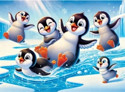 Dřevěné puzzle Veselí tučňáci WOODEN CITY, 40 dílků