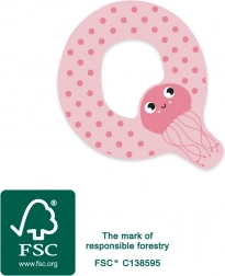 Dřevěné písmeno Q s medúzou pro děti