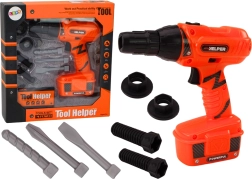 Dětská bateriová vrtačka s vrtáky a šrouby oranžová