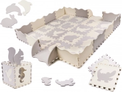 Pěnová vzdělávací podložka puzzle, šedá a ecru, 36 dílů, 150 × 150 cm