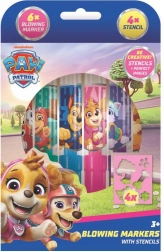 Foukací fixy se šablonami pro holky Paw Patrol, 6 ks