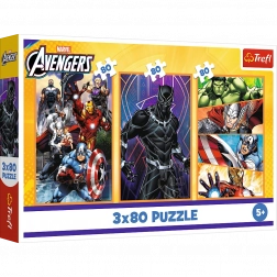 Puzzle 3x80 Akční Dny - Disney Marvel Avengers