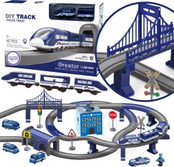 Elektrická policejní vláčkodráha s auty, 92 dílů, 300 cm