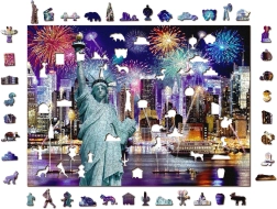 Dřevěné puzzle Noční New York 2v1