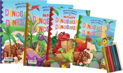 omalovánky a aktivity dinosauři s pastelkami