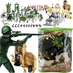 vojenská základna – sada vojáčků a techniky 300 ks v pouzdře