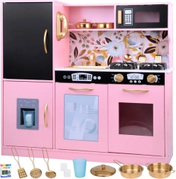 Dřevěná retro kuchyně pro děti s lednicí a troubou